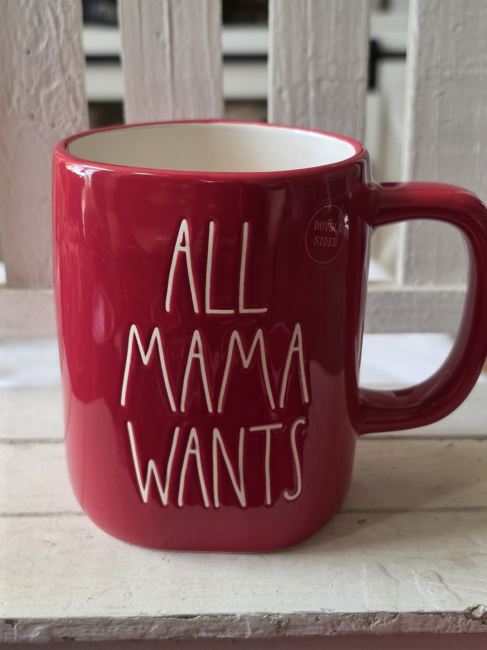Rae Dunn Double Sided "All Mama Wants is A Silent Night" Red Mug